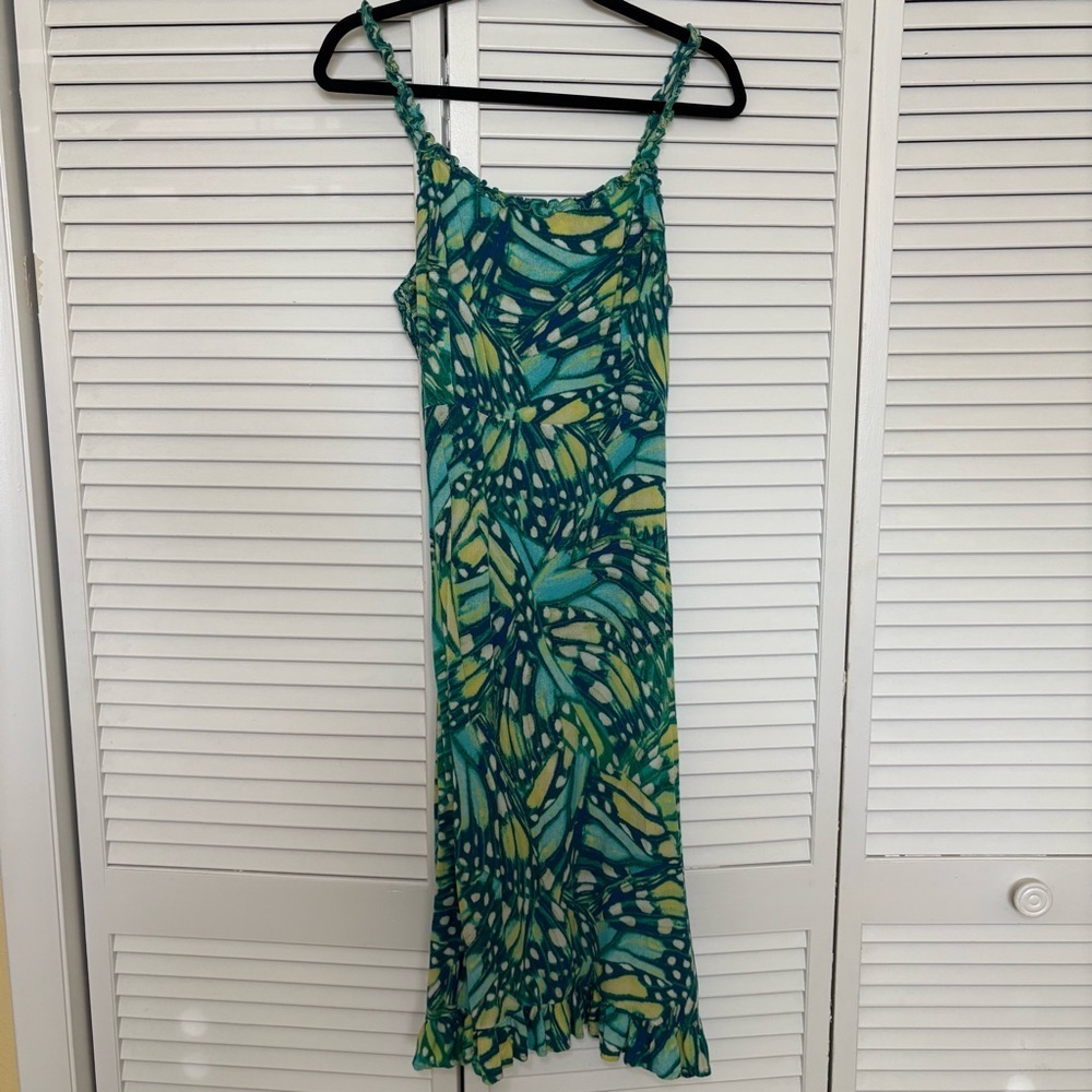 Sofia by Sofia Vergara Teal and Yellow Maxi Dress